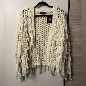 Cream, crochet fringe cardigan